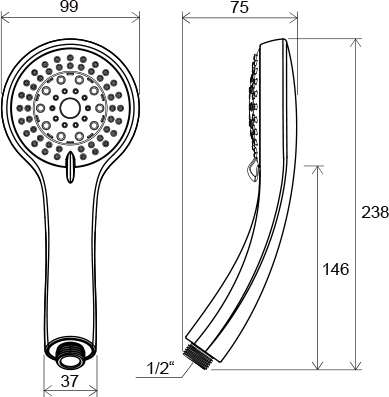 Pommeau de douche rond