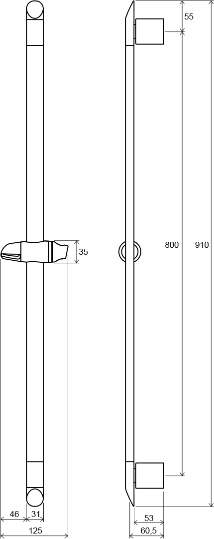 Barre avec accroche de douche coulissante 90 cm