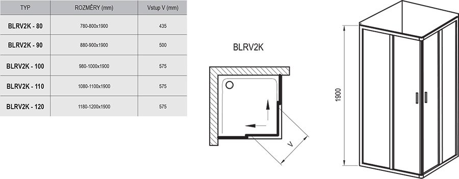 Cabine de douche Blix BLRV2K+BLRV2K