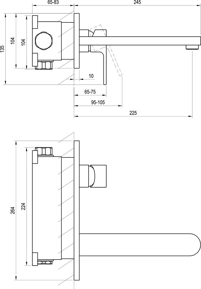 Mitigeur de lavabo encastré Chrome