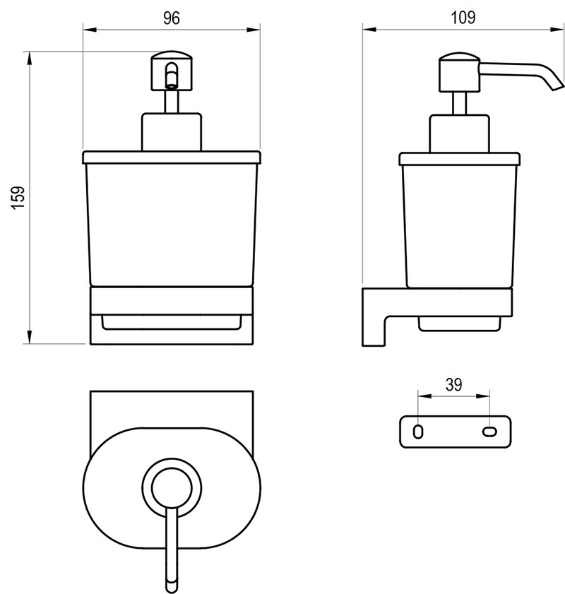 Porte-distributeur de savon Chrome II