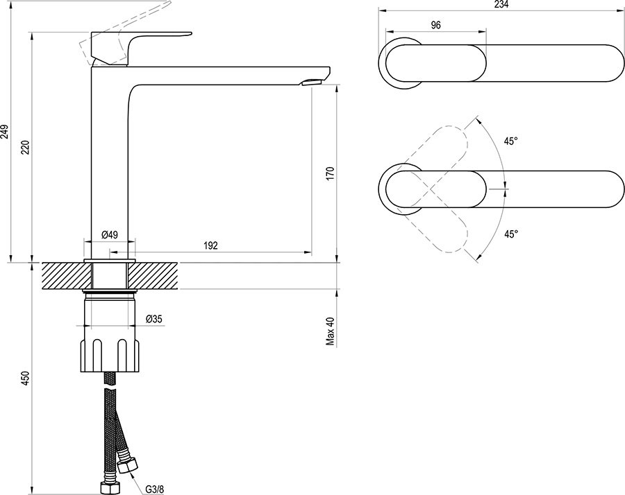 Mitigeur de vasque sur pied Eleganta EL 014.00