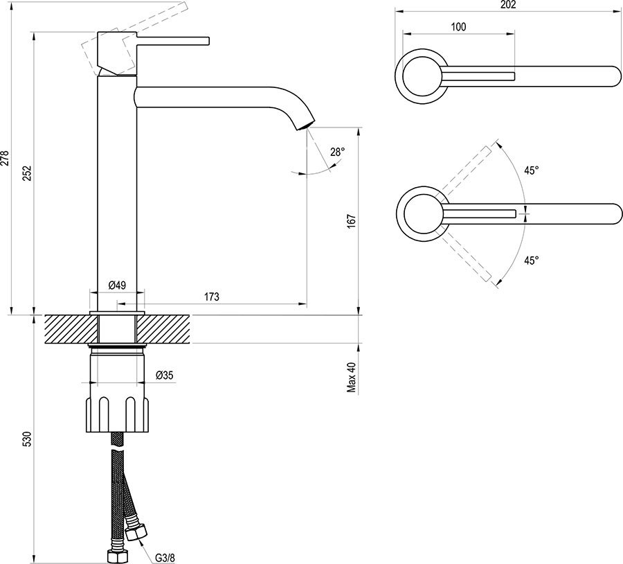 Mitigeur de vasque sur pied Espirit ES 014.00