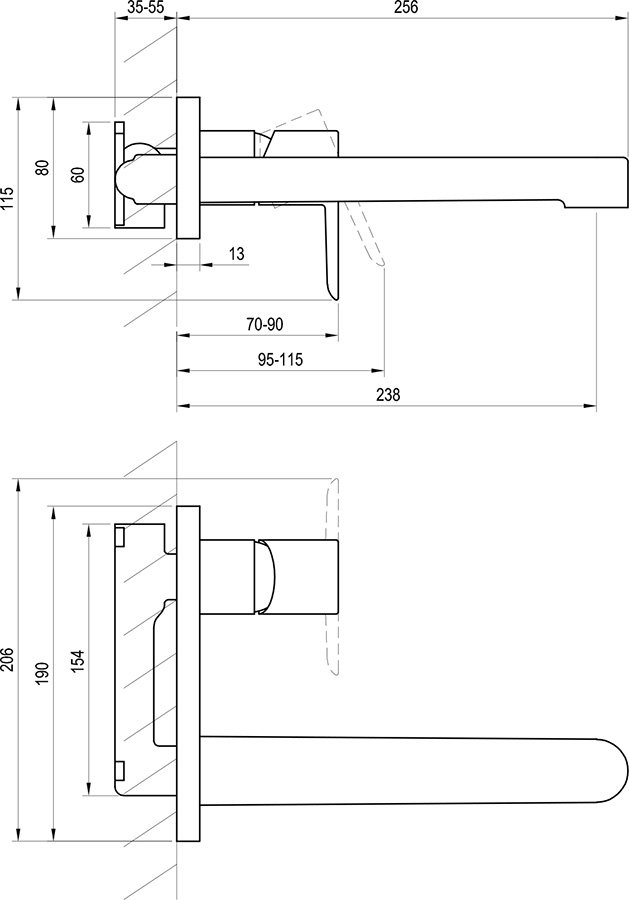 Mitigeur de lavabo encastré Puri