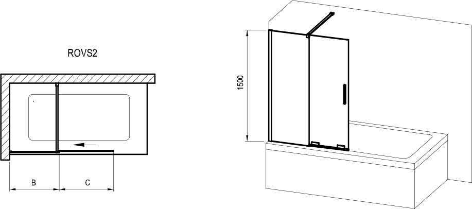 Paravent de baignoire ROVS2