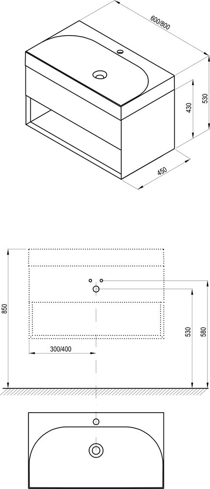 Armoire sous le lavabo SD Lite 80