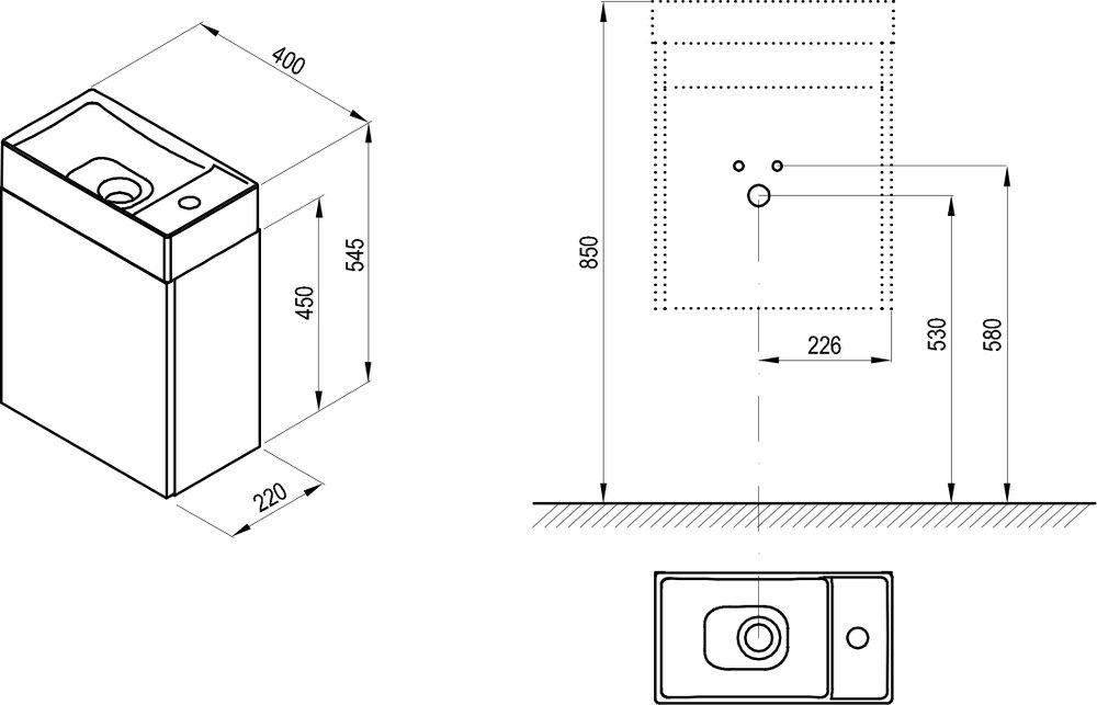 Armoire sous petit lavabo SD Veda 400