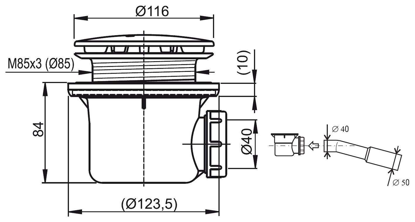 Siphon de receveur RAVAK Professional 90