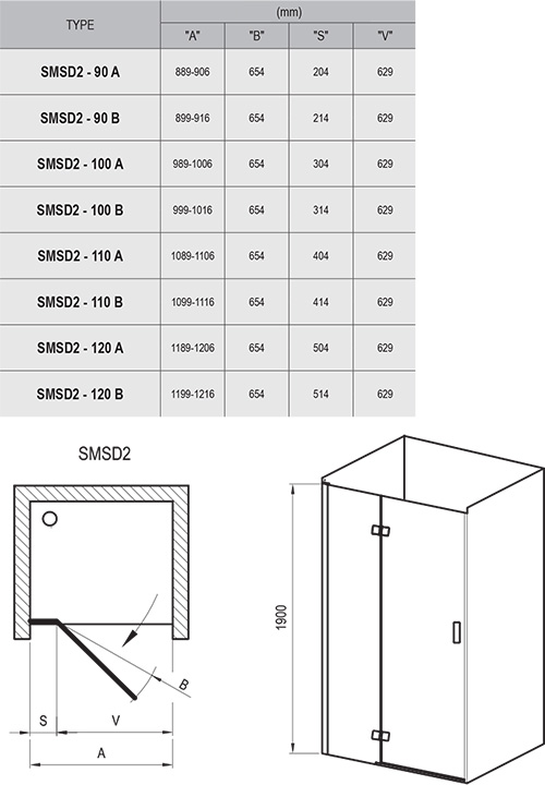 Porte de douche SmartLine SMSD2