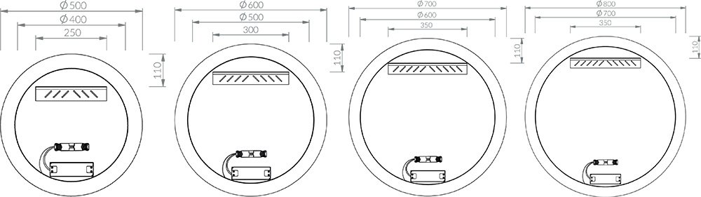 Mirroir Luna 500/600/700/800